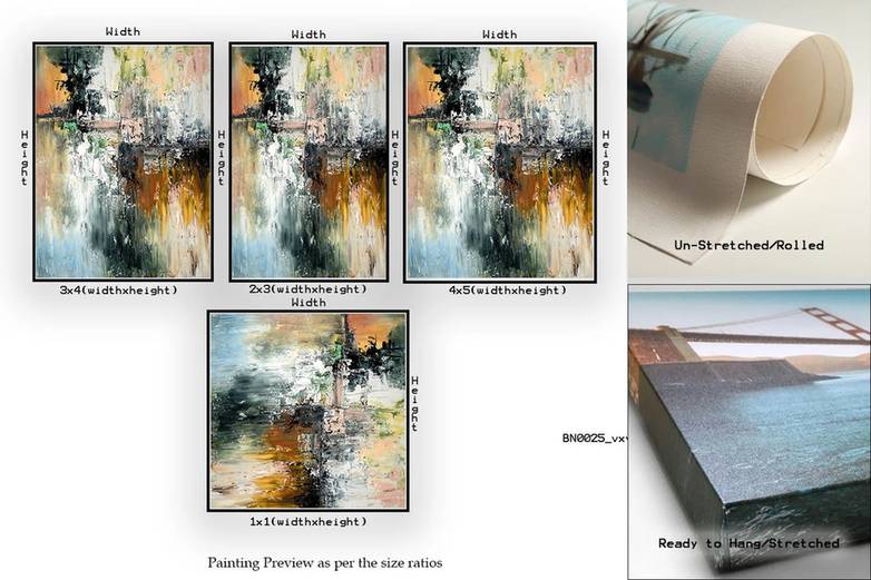 Hallway Hand-Painted Contemporary - handmade abstract art for office